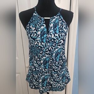 MICHAEL Michael Kors Blue and Black Patterned Tank Top